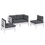 4 Piece Garden Lounge Set with Cushions Solid Pinewood - Side View