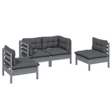 4 Piece Garden Lounge Set with Cushions Solid Pinewood