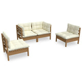 4 Piece Garden Lounge Set with Cushions Solid Pinewood