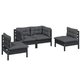 4 Piece Garden Lounge Set with Cushions Solid Pinewood - Side View