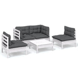 5 Piece Garden Lounge Set with Cushions Solid Pinewood - Front View