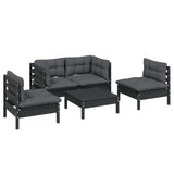 5 Piece Garden Lounge Set with Cushions Solid Pinewood