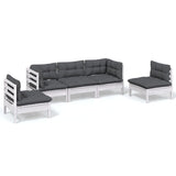 5 Piece Garden Lounge Set with Cushions Solid Pinewood - Front View