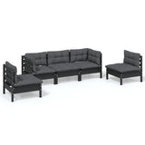 5 Piece Garden Lounge Set with Cushions Solid Pinewood - Front View