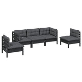 5 Piece Garden Lounge Set with Cushions Solid Pinewood - Side View