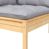 6 Piece Garden Lounge Set with Grey Cushions Solid Pinewood - Extra Image