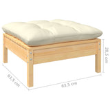 6 Piece Garden Lounge Set with Cream Cushions Solid Pinewood - Low Angle