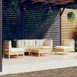 6 Piece Garden Lounge Set with Cream Cushions Solid Pinewood