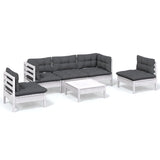 6 Piece Garden Lounge Set with Cushions Solid Pinewood - Front View