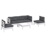 6 Piece Garden Lounge Set with Cushions Solid Pinewood - Side View