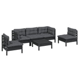 6 Piece Garden Lounge Set with Cushions Solid Pinewood - Side View