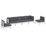 6 Piece Garden Lounge Set with Cushions Solid Pinewood - Side View