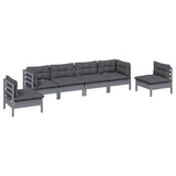 6 Piece Garden Lounge Set with Cushions Solid Pinewood - Side View