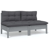 6 Piece Garden Lounge Set with Cushions Solid Pinewood - 45-Degree Angle