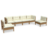 6 Piece Garden Lounge Set with Cushions Solid Pinewood