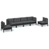 6 Piece Garden Lounge Set with Cushions Solid Pinewood - Front View
