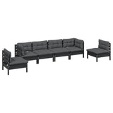6 Piece Garden Lounge Set with Cushions Solid Pinewood - Side View