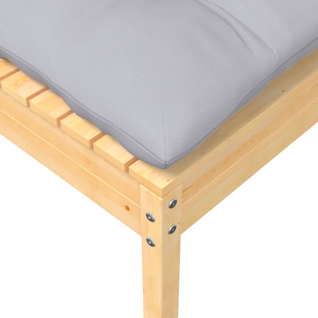 7 Piece Garden Lounge Set with Grey Cushions Solid Pinewood