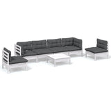 7 Piece Garden Lounge Set with Cushions Solid Pinewood - Front View
