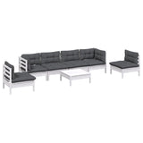 7 Piece Garden Lounge Set with Cushions Solid Pinewood - Side View