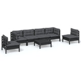 7 Piece Garden Lounge Set with Cushions Solid Pinewood - Front View
