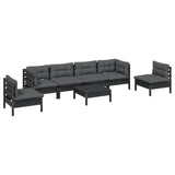 7 Piece Garden Lounge Set with Cushions Solid Pinewood - Side View