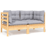 6 Piece Garden Lounge Set with Grey Cushions Solid Pinewood