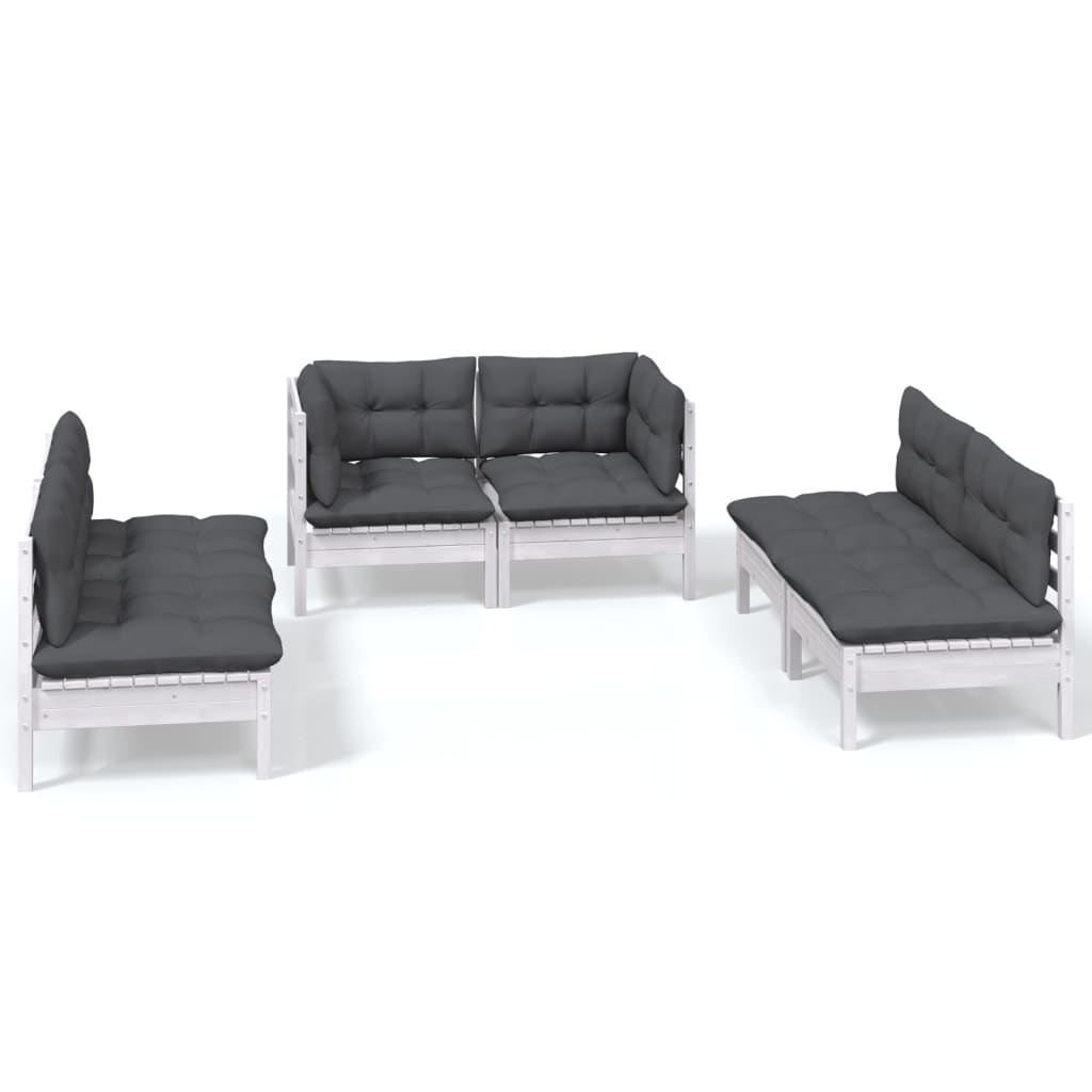6 Piece Garden Lounge Set with Cushions Solid Pinewood