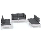 6 Piece Garden Lounge Set with Cushions Solid Pinewood - Front View