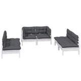 6 Piece Garden Lounge Set with Cushions Solid Pinewood - Side View