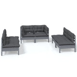 6 Piece Garden Lounge Set with Cushions Solid Pinewood
