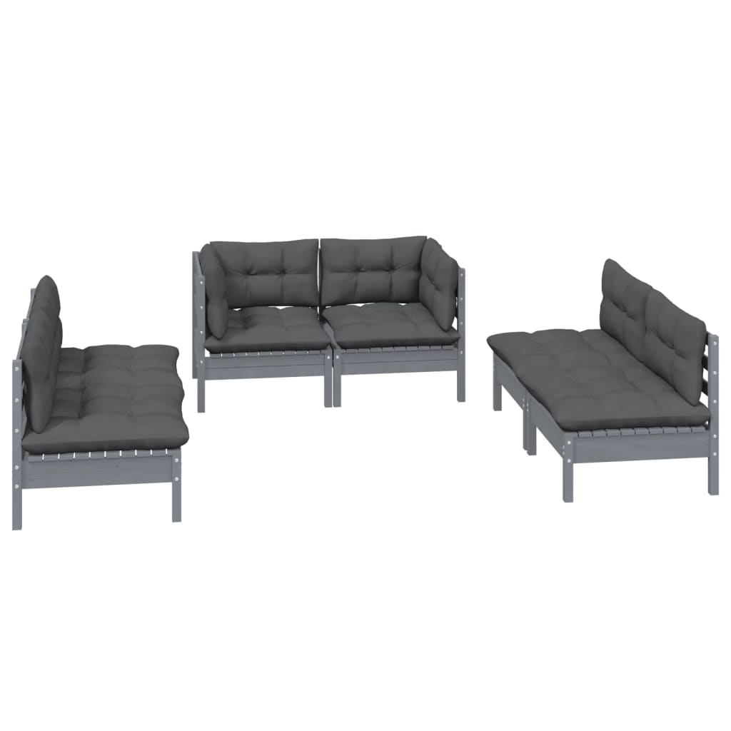 6 Piece Garden Lounge Set with Cushions Solid Pinewood