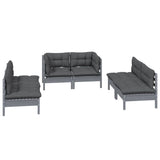 6 Piece Garden Lounge Set with Cushions Solid Pinewood