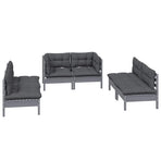 6 Piece Garden Lounge Set with Cushions Solid Pinewood