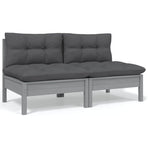 6 Piece Garden Lounge Set with Cushions Solid Pinewood