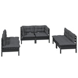 6 Piece Garden Lounge Set with Cushions Solid Pinewood - Side View