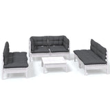 7 Piece Garden Lounge Set with Cushions Solid Pinewood - Front View
