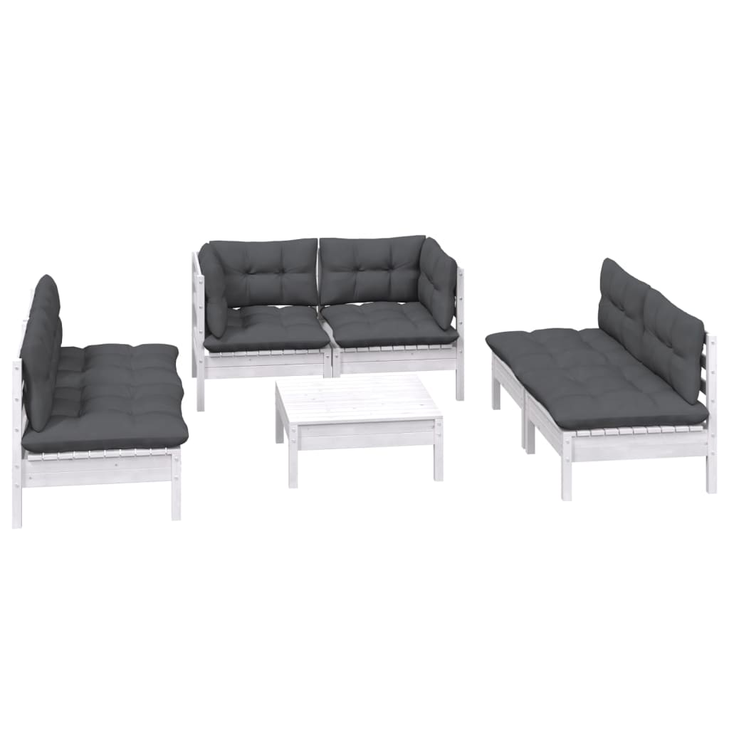 7 Piece Garden Lounge Set with Cushions Solid Pinewood