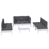 7 Piece Garden Lounge Set with Cushions Solid Pinewood - Side View