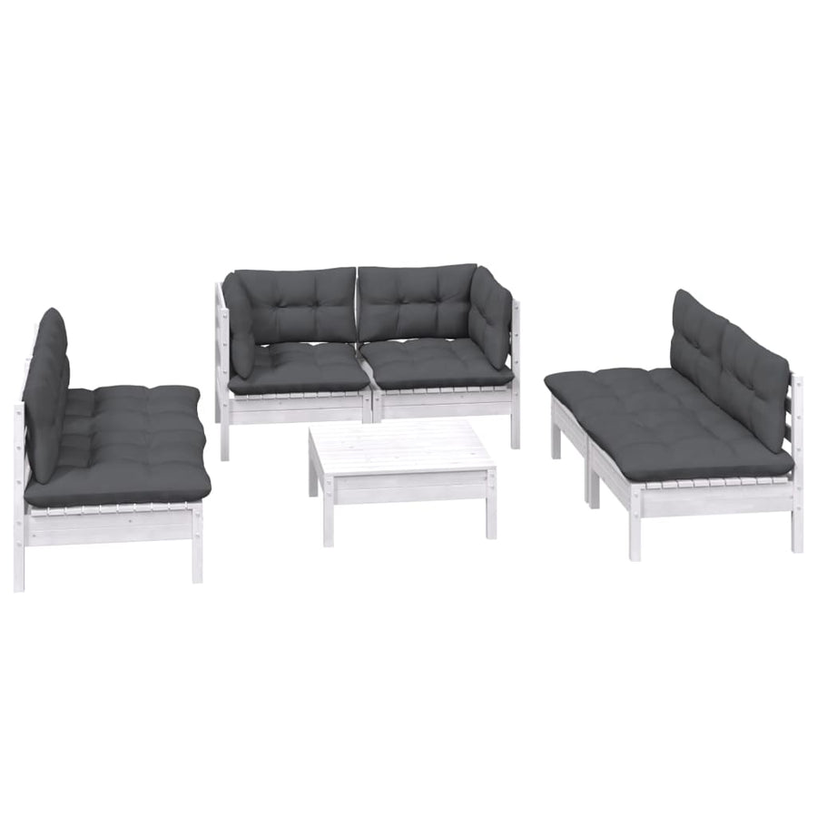 7 Piece Garden Lounge Set with Cushions Solid Pinewood