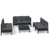7 Piece Garden Lounge Set with Cushions Solid Pinewood - Front View