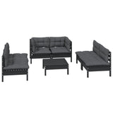 7 Piece Garden Lounge Set with Cushions Solid Pinewood - Side View