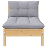 7 Piece Garden Lounge Set with Grey Cushions Solid Pinewood