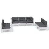 7 Piece Garden Lounge Set with Cushions Solid Pinewood - Front View