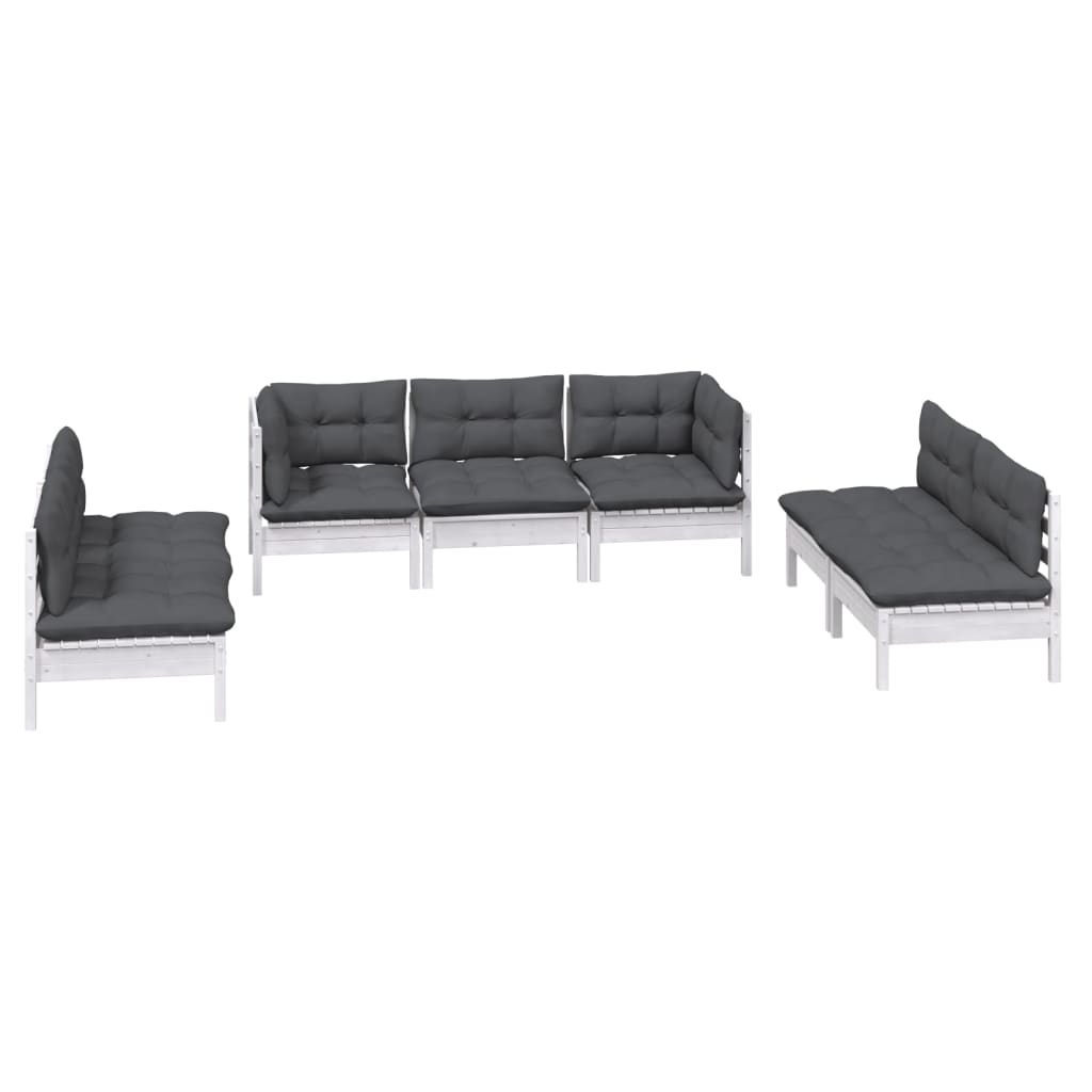 7 Piece Garden Lounge Set with Cushions Solid Pinewood