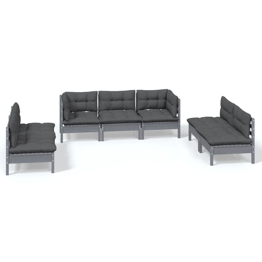 7 Piece Garden Lounge Set with Cushions Solid Pinewood