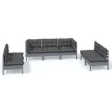 7 Piece Garden Lounge Set with Cushions Solid Pinewood
