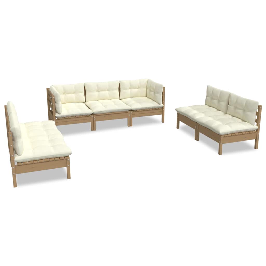 7 Piece Garden Lounge Set with Cushions Solid Pinewood