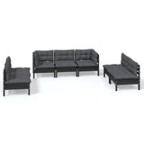 7 Piece Garden Lounge Set with Cushions Solid Pinewood - Front View