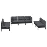 7 Piece Garden Lounge Set with Cushions Solid Pinewood - Side View